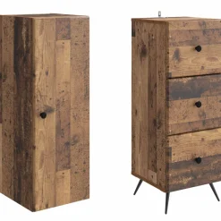 vidaXL Kastenset 2 st 34,5 x 34,5 x 90 cm Bewerkt hout Oud hout