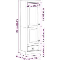 vidaXL Kasten Wit 55 x 38 x 170 cm Massief grenenhout