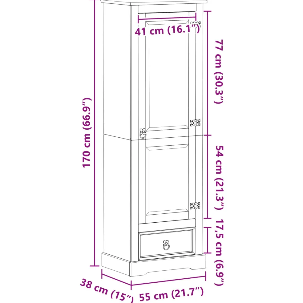 vidaXL Kasten Wit 55 x 38 x 170 cm Massief grenenhout