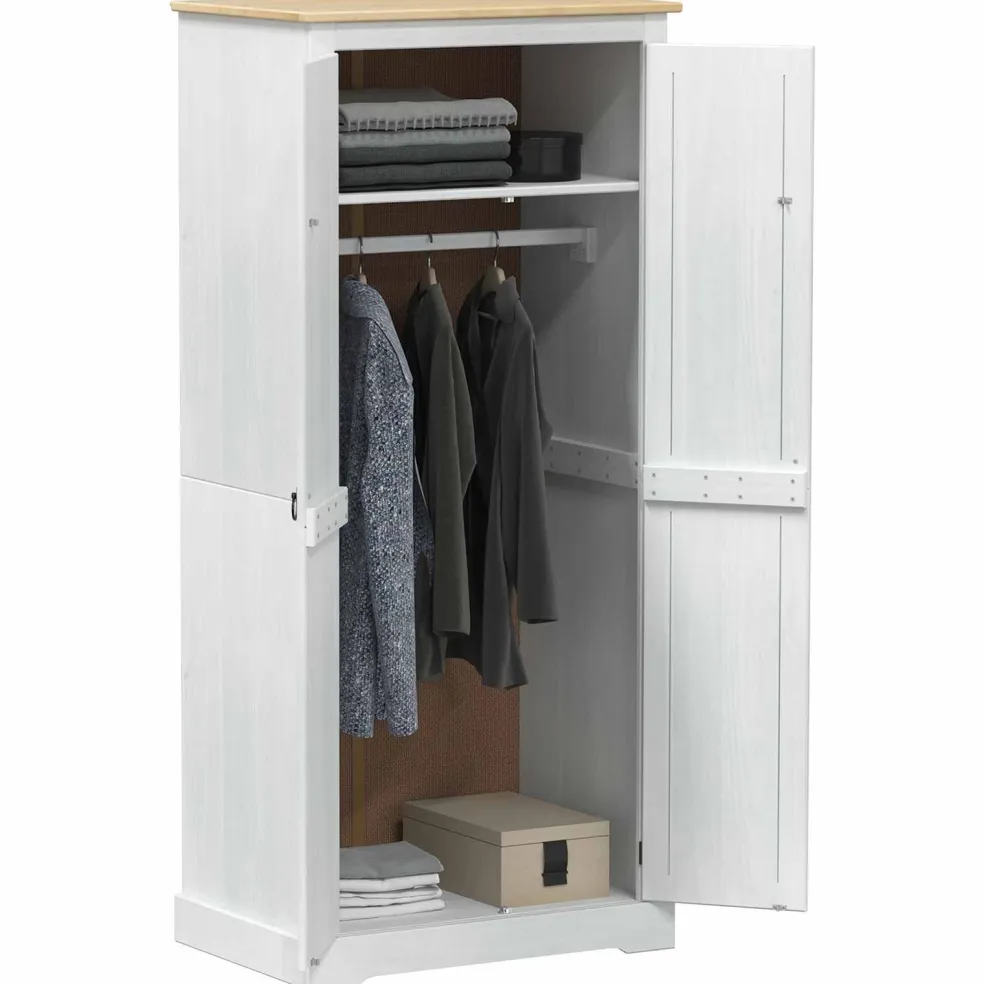 vidaXL Kasten Wit 76 x 50 x 170 cm Massief grenenhout