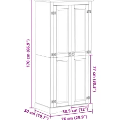 vidaXL Kasten Wit 76 x 50 x 170 cm Massief grenenhout