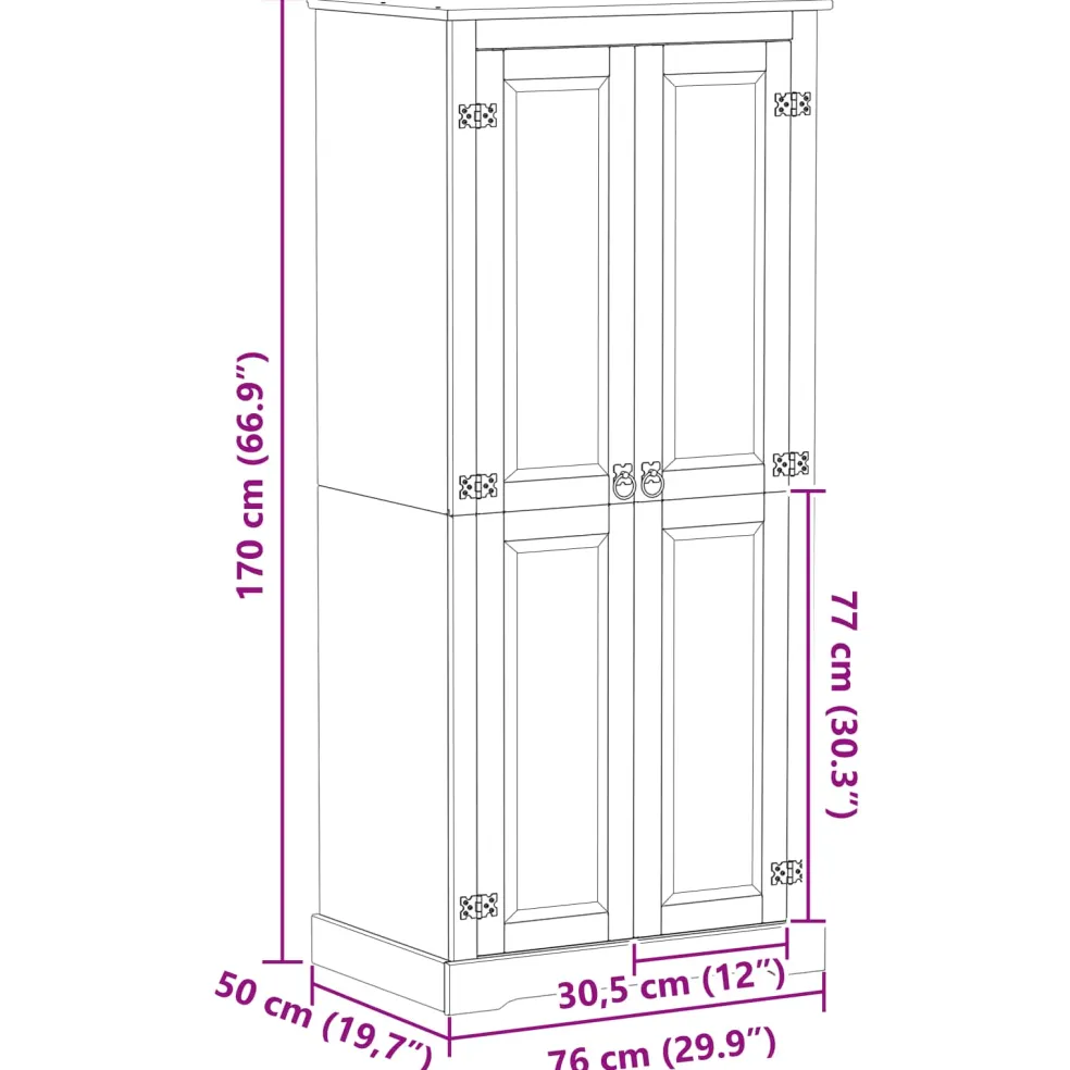 vidaXL Kasten Wit 76 x 50 x 170 cm Massief grenenhout