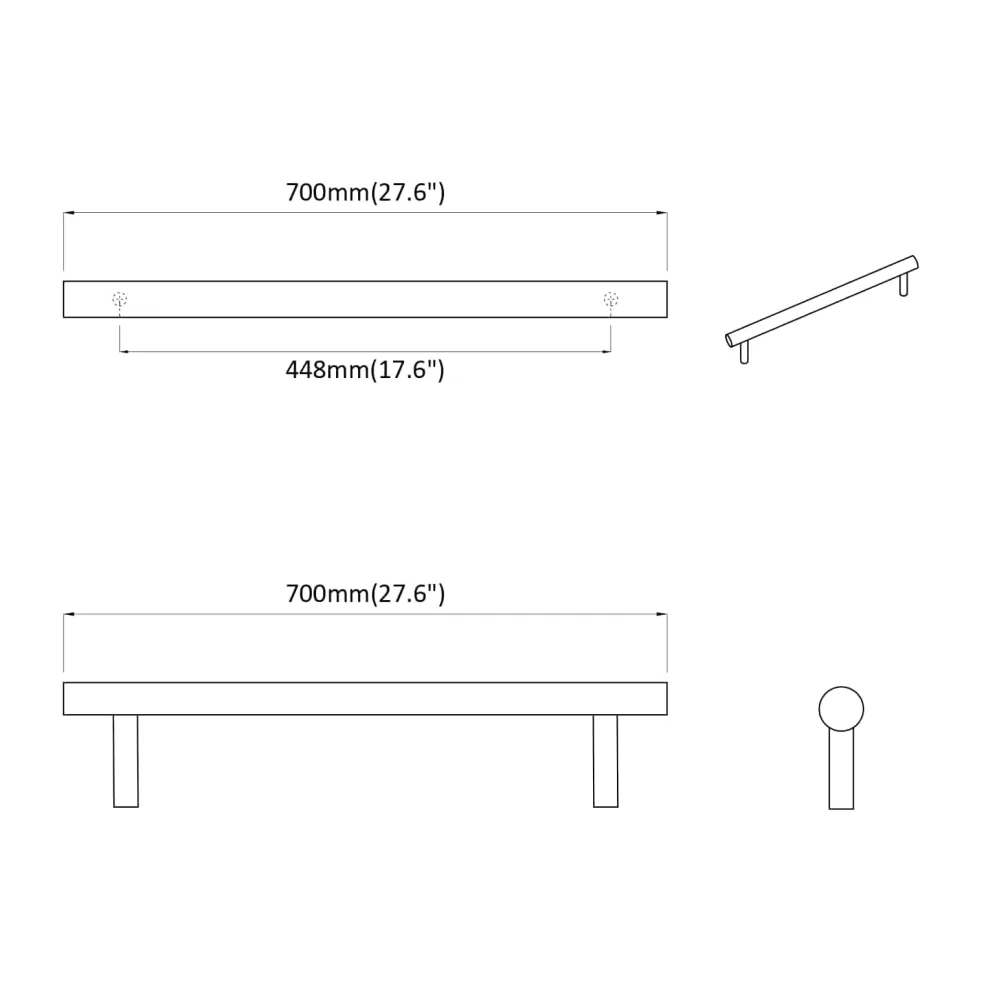 vidaXL Kasthandgreep 2 st Zilver 700mm Roestvrij staal