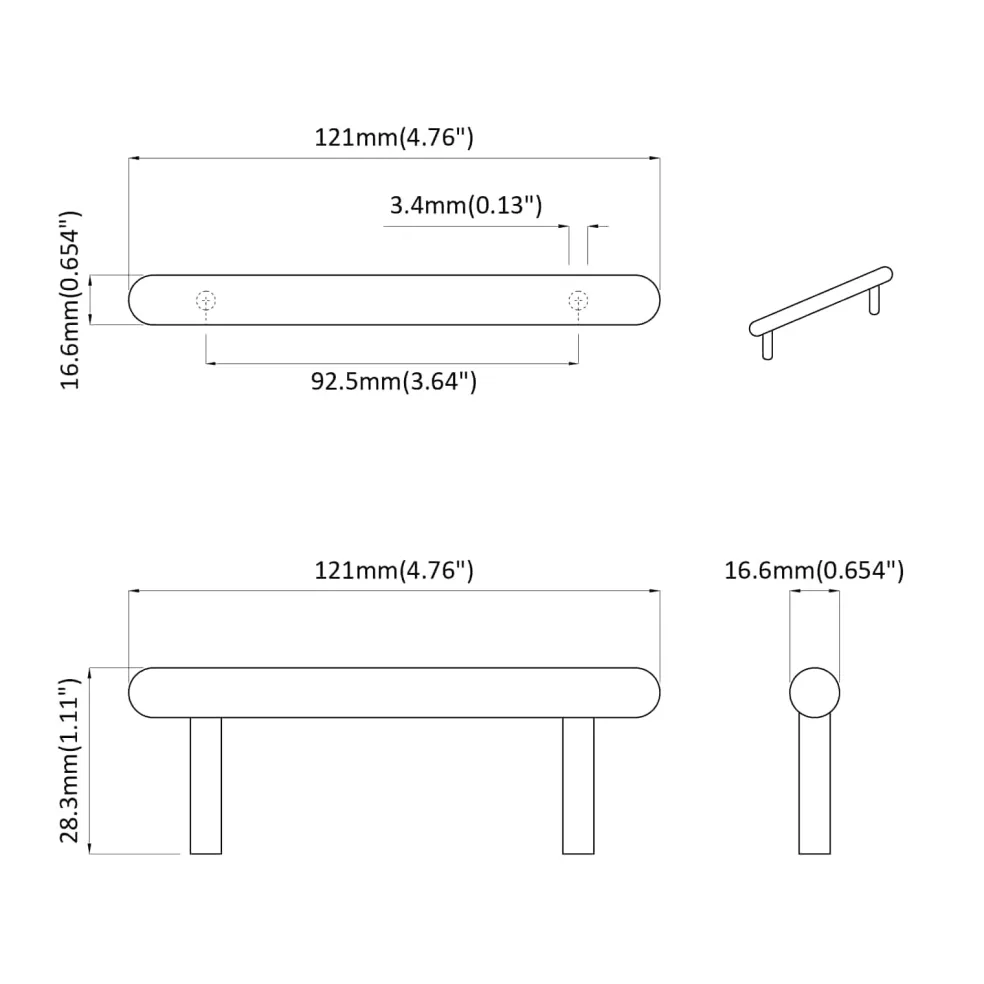 vidaXL Kasthandgreep 2 st Zwart 121 x 16.6 x 28.3 mm IJzer