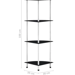vidaXL Kastje 4-laags 30x30x100 cm gehard glas zwart