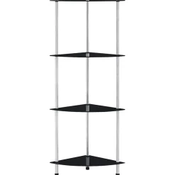 vidaXL Kastje 4-laags 30x30x100 cm gehard glas zwart
