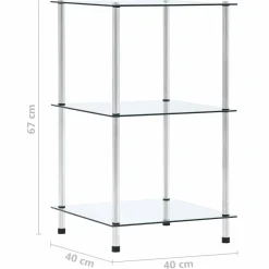vidaXL Kastje 3-laags 40x40x67 cm gehard glas transparant