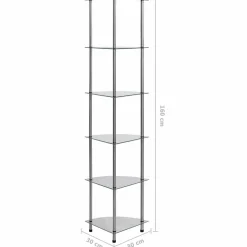 vidaXL Kastje 6-laags 30x30x160 cm gehard glas transparant