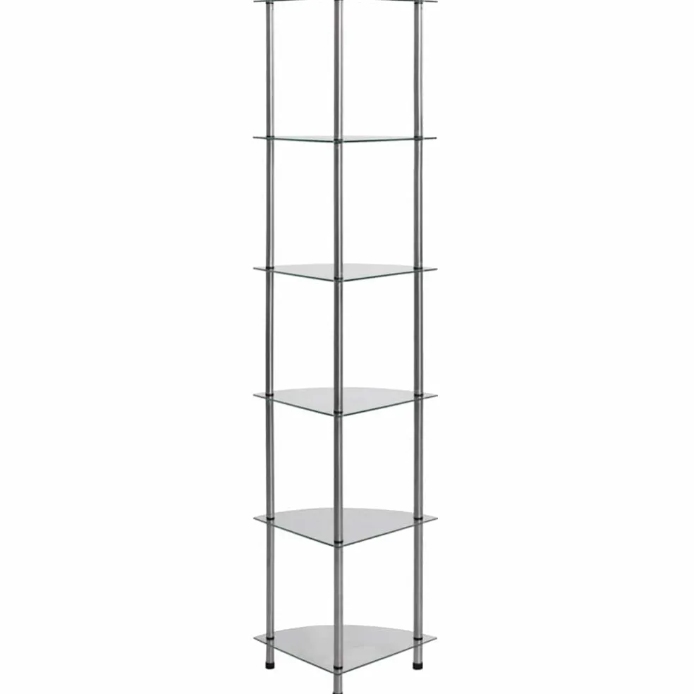 vidaXL Kastje 6-laags 30x30x160 cm gehard glas transparant