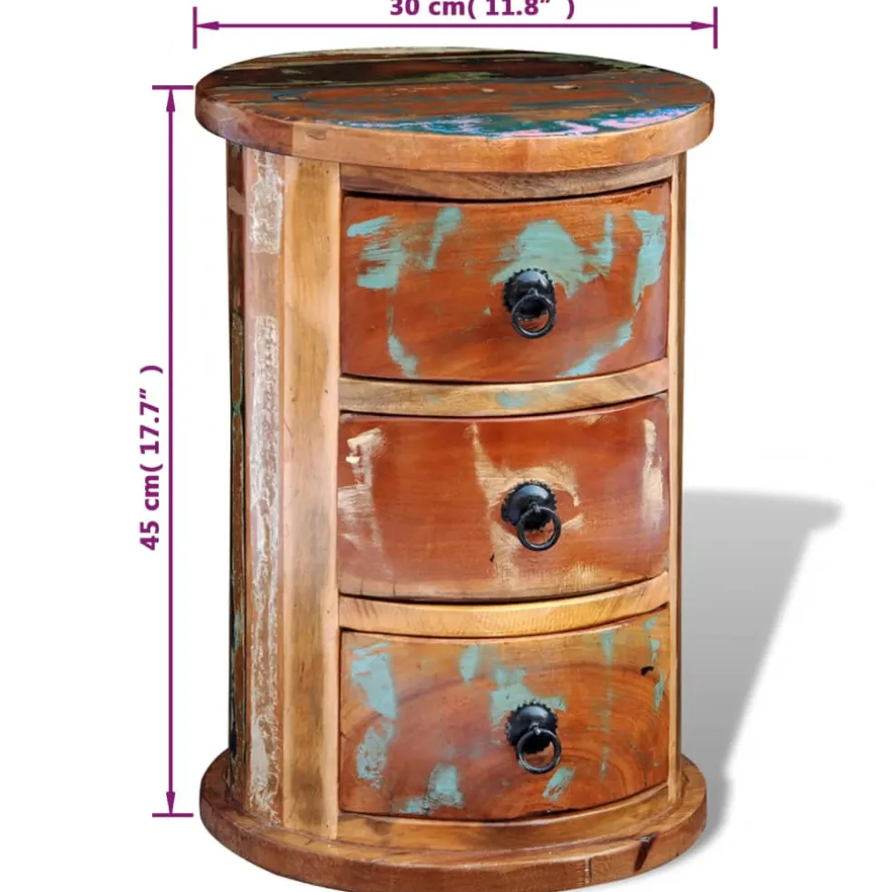 vidaXL Kast met 3 lades massief gerecycled hout