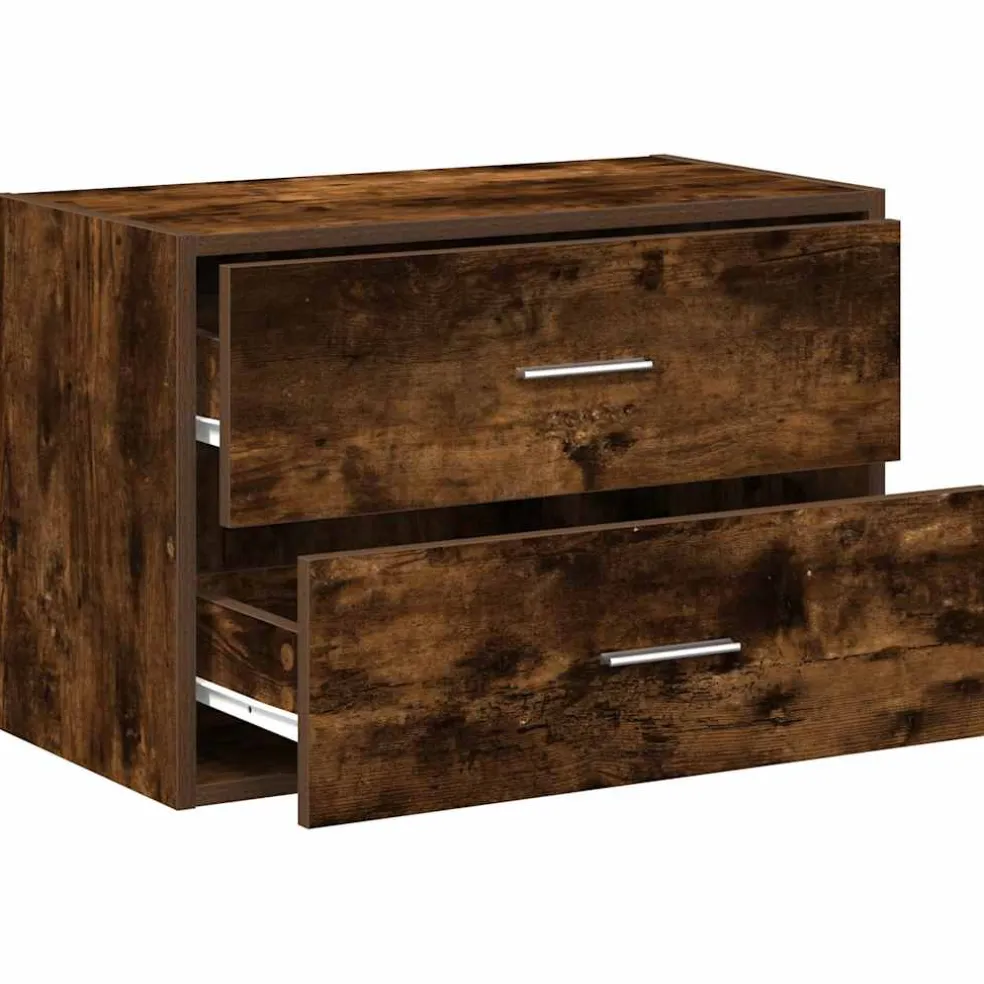 vidaXL Kast met 2 lades 60x31x40 cm bewerkt hout gerookt eikenkleurig
