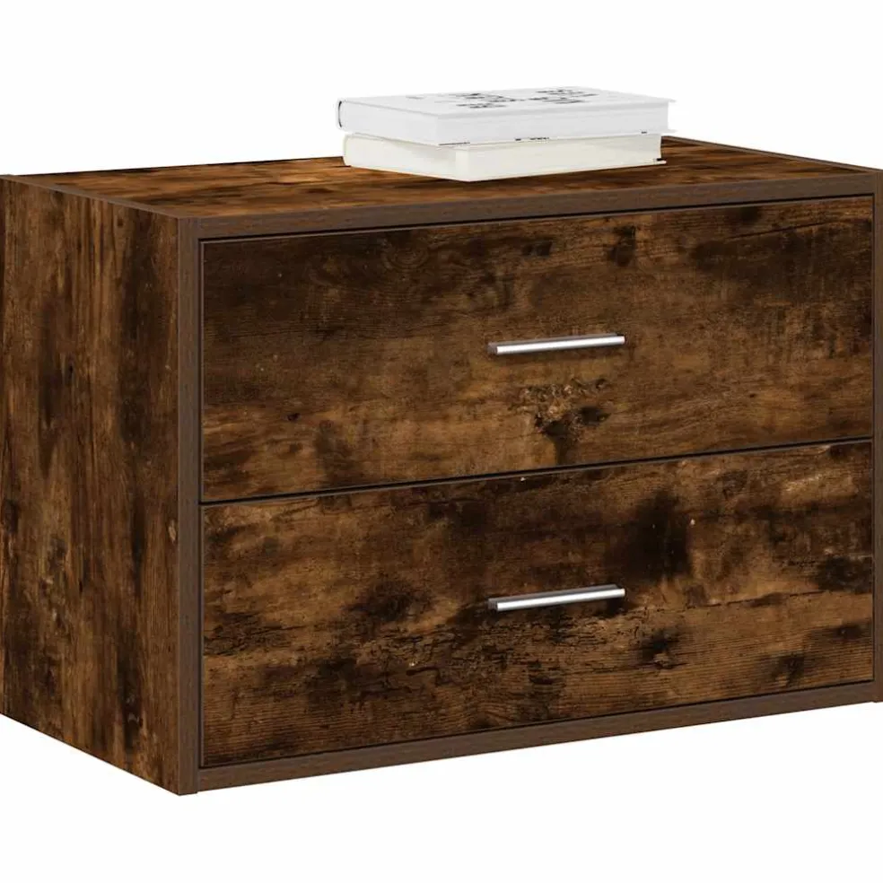 vidaXL Kast met 2 lades 60x31x40 cm bewerkt hout gerookt eikenkleurig