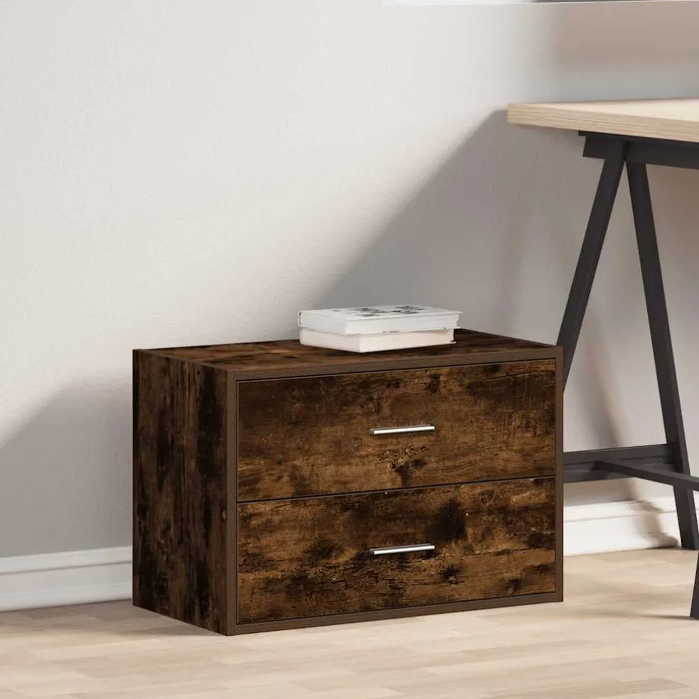vidaXL Kast met 2 lades 60x31x40 cm bewerkt hout gerookt eikenkleurig