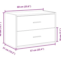 vidaXL Kast met 2 lades 60x31x40 cm bewerkt hout gerookt eikenkleurig