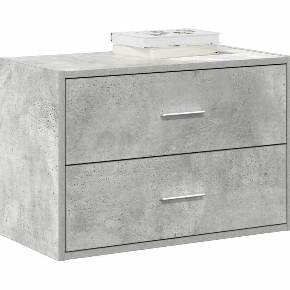 vidaXL Kast met 2 lades 60x31x40 cm bewerkt hout betongrijs