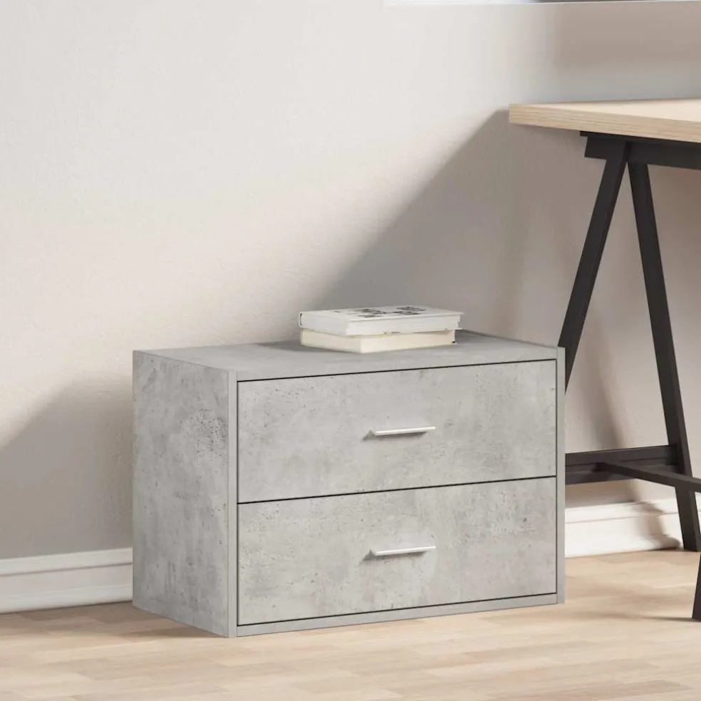 vidaXL Kast met 2 lades 60x31x40 cm bewerkt hout betongrijs