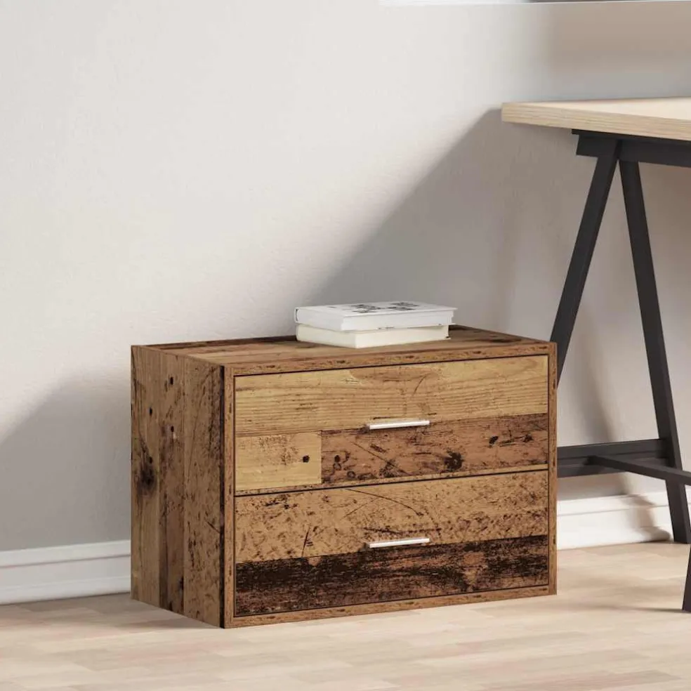 vidaXL Kast met 2 lades 60x31x40 cm bewerkt hout oud houtkleurig