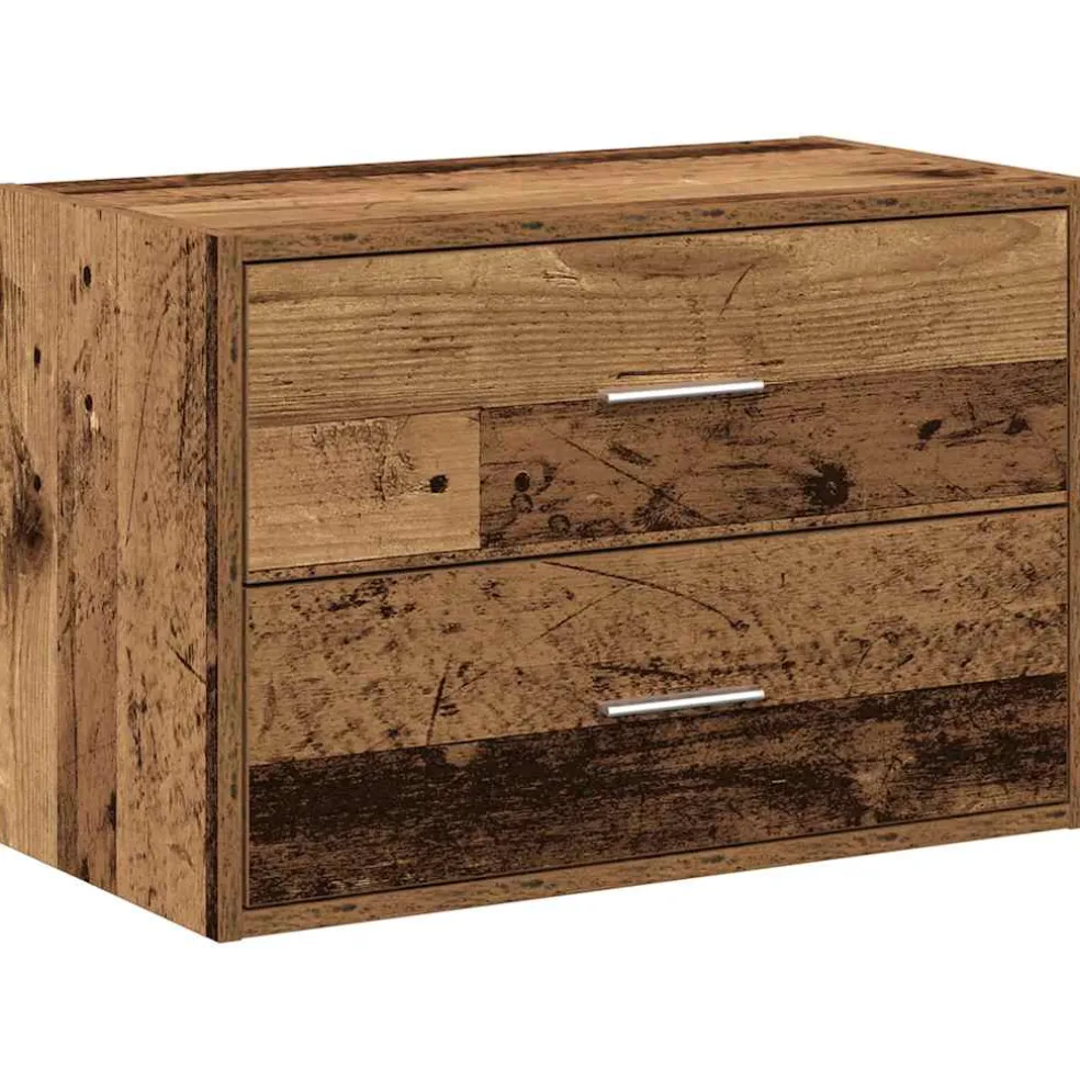vidaXL Kast met 2 lades 60x31x40 cm bewerkt hout oud houtkleurig