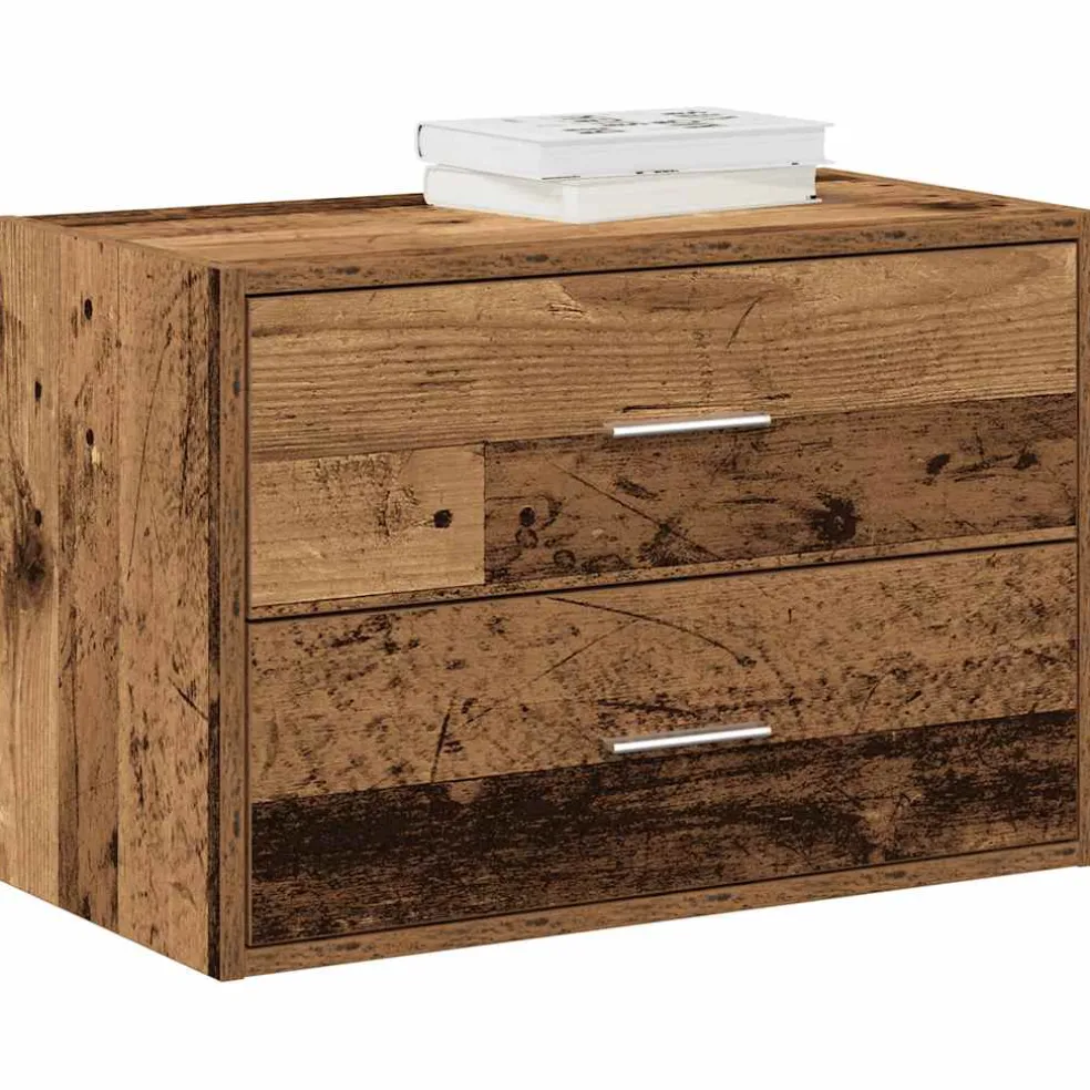 vidaXL Kast met 2 lades 60x31x40 cm bewerkt hout oud houtkleurig