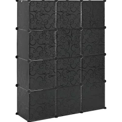 vidaXL Kast met 9 vakken modulair 109x36,5x143 cm zwart en wit