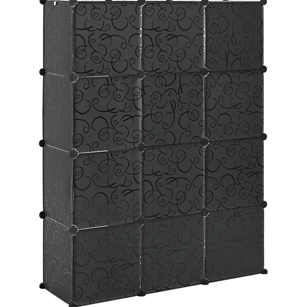 vidaXL Kast met 9 vakken modulair 109x36,5x143 cm zwart en wit