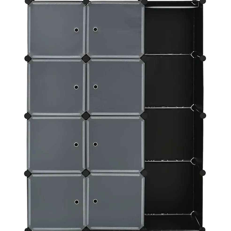 vidaXL Kast met 9 vakken modulair 109x36,5x143 cm zwart en wit