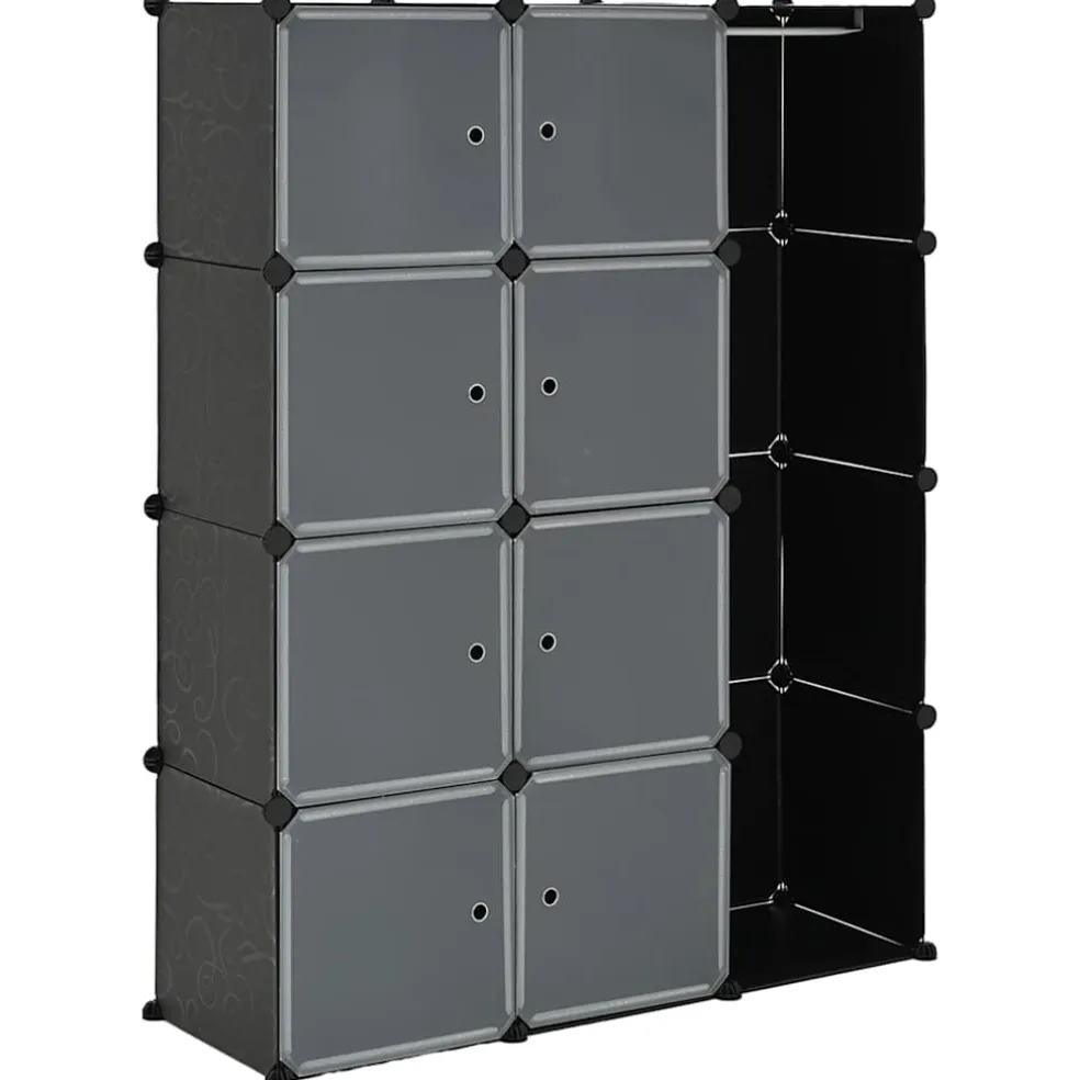 vidaXL Kast met 9 vakken modulair 109x36,5x143 cm zwart en wit