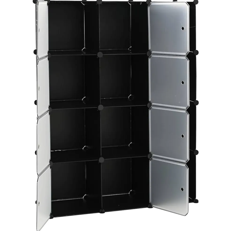 vidaXL Kast met 9 vakken modulair 109x36,5x143 cm zwart en wit