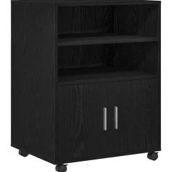 vidaXL Kast Zwart Eiken 60 x 48 x 74.5 cm Met wielen