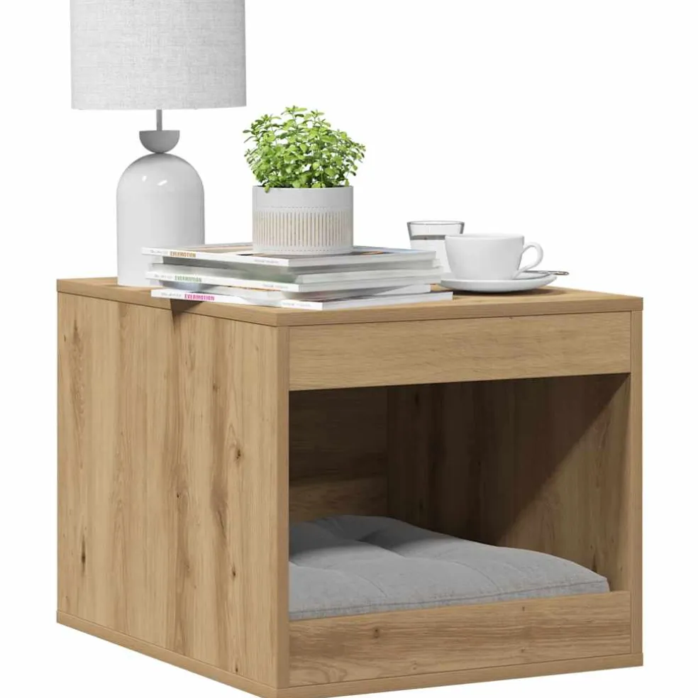 vidaXL Kattenbakkast 47x59x42 cm bewerkt hout artisanaal eikenkleurig