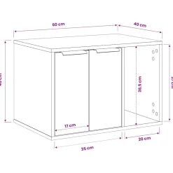 vidaXL Kattenbakkast 60x40x40 cm bewerkt hout artisanaal eikenkleurig