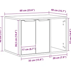vidaXL Kattenbakkast 60x40x40 cm bewerkt hout gerookt eikenkleurig