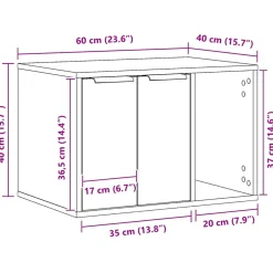 vidaXL Kattenbakkast 60x40x40 cm bewerkt hout sonoma eikenkleurig