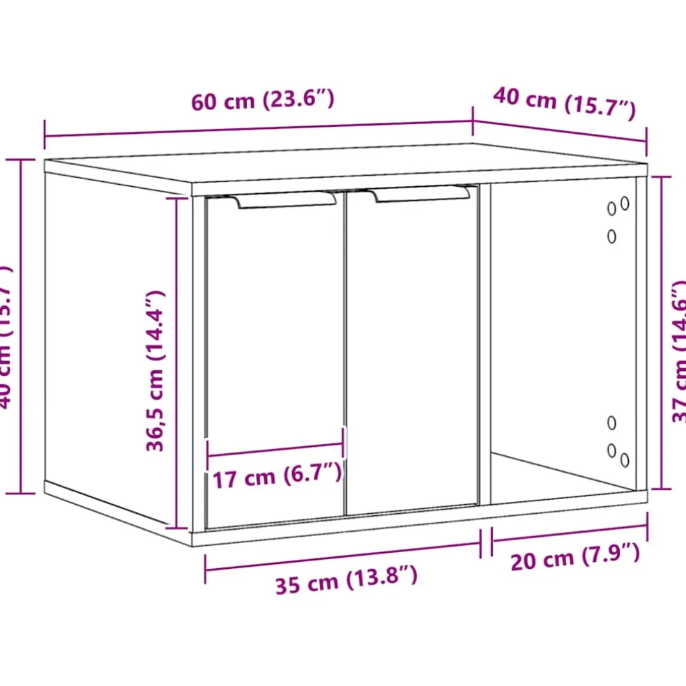 vidaXL Kattenbakkast 60x40x40 cm bewerkt hout sonoma eikenkleurig