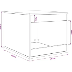 vidaXL Kattenbak Omheining Zwart Eiken 47 x 59 x 42 cm Bewerkt hout