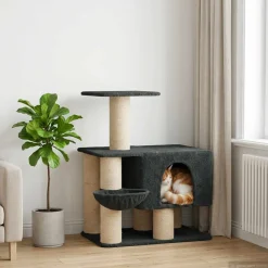 vidaXL Kattenboom met sisal krabpalen Donkergrijs 96 cm