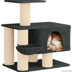 vidaXL Kattenboom met sisal krabpalen Donkergrijs 96 cm