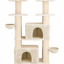 vidaXL Kattenboom met sisal krabpalen Crèmekleurig 147 cm 2 st