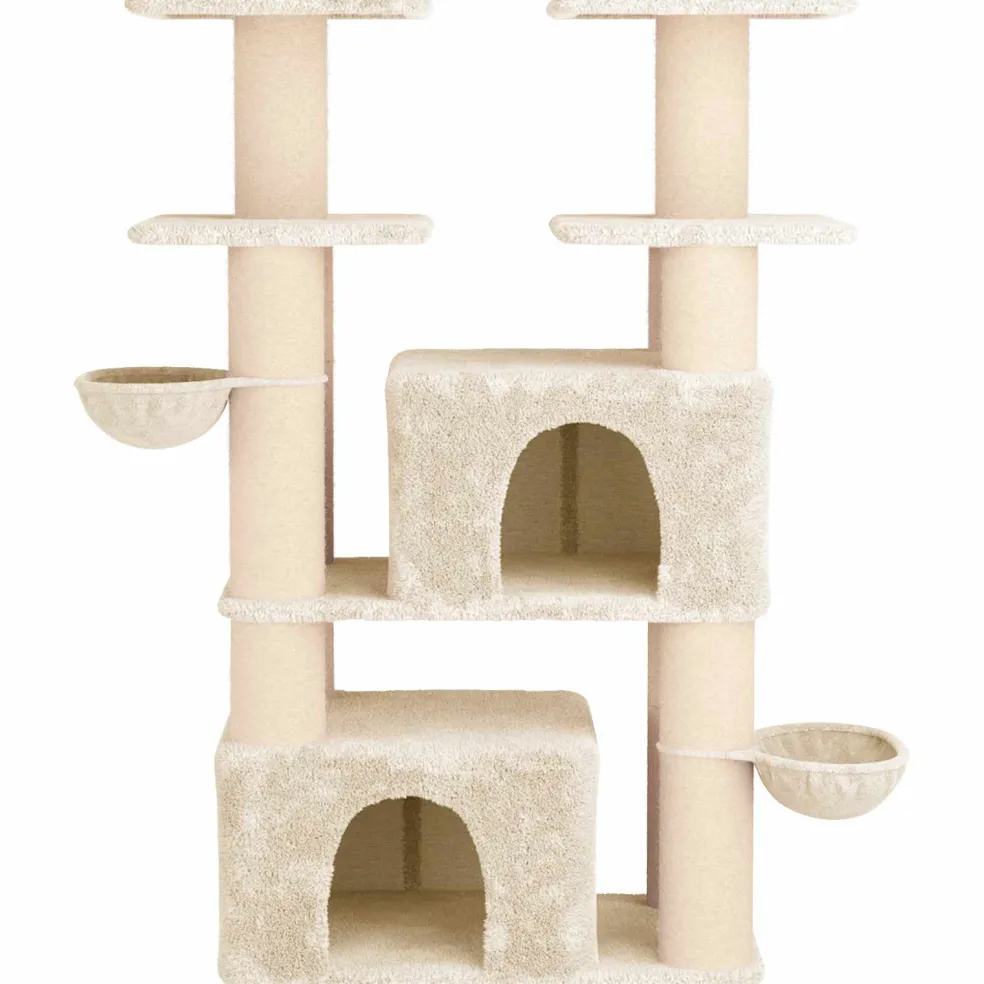 vidaXL Kattenboom met sisal krabpalen Crèmekleurig 147 cm 2 st