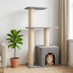 vidaXL Kattenboom met sisal krabpalen Lichtgrijs 133 cm