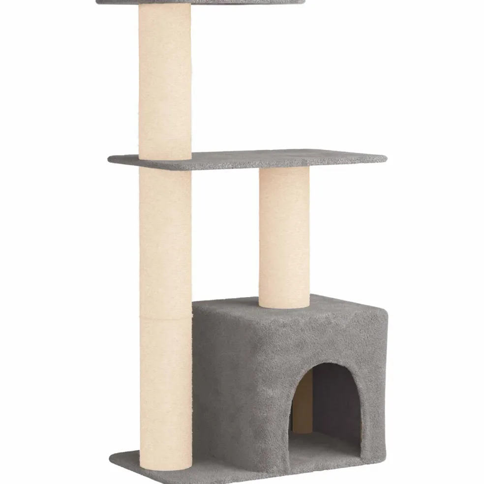 vidaXL Kattenboom met sisal krabpalen Lichtgrijs 133 cm
