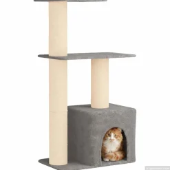 vidaXL Kattenboom met sisal krabpalen Lichtgrijs 133 cm