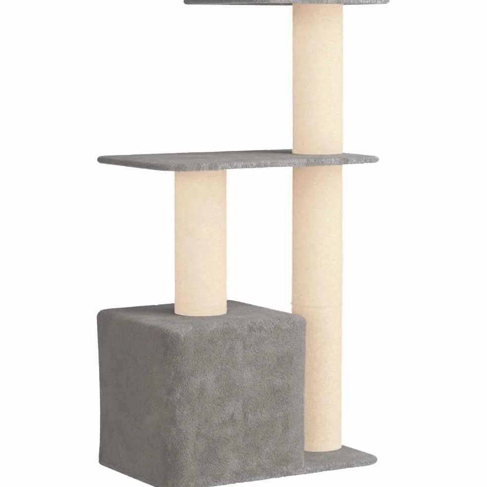 vidaXL Kattenboom met sisal krabpalen Lichtgrijs 133 cm