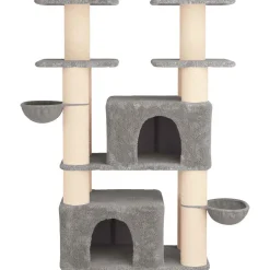 vidaXL Kattenboom met sisal krabpalen Lichtgrijs 147 cm 2 st