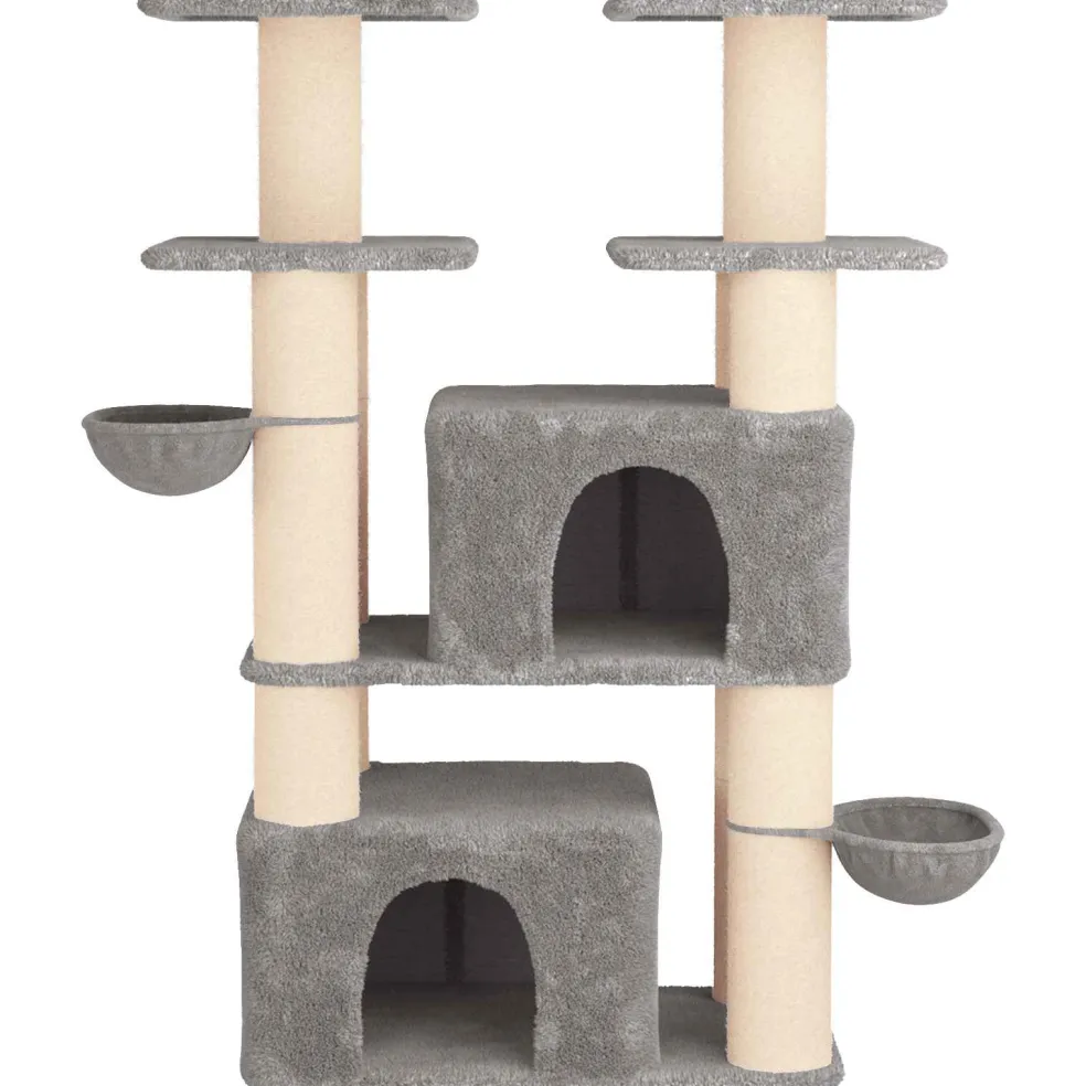vidaXL Kattenboom met sisal krabpalen Lichtgrijs 147 cm 2 st