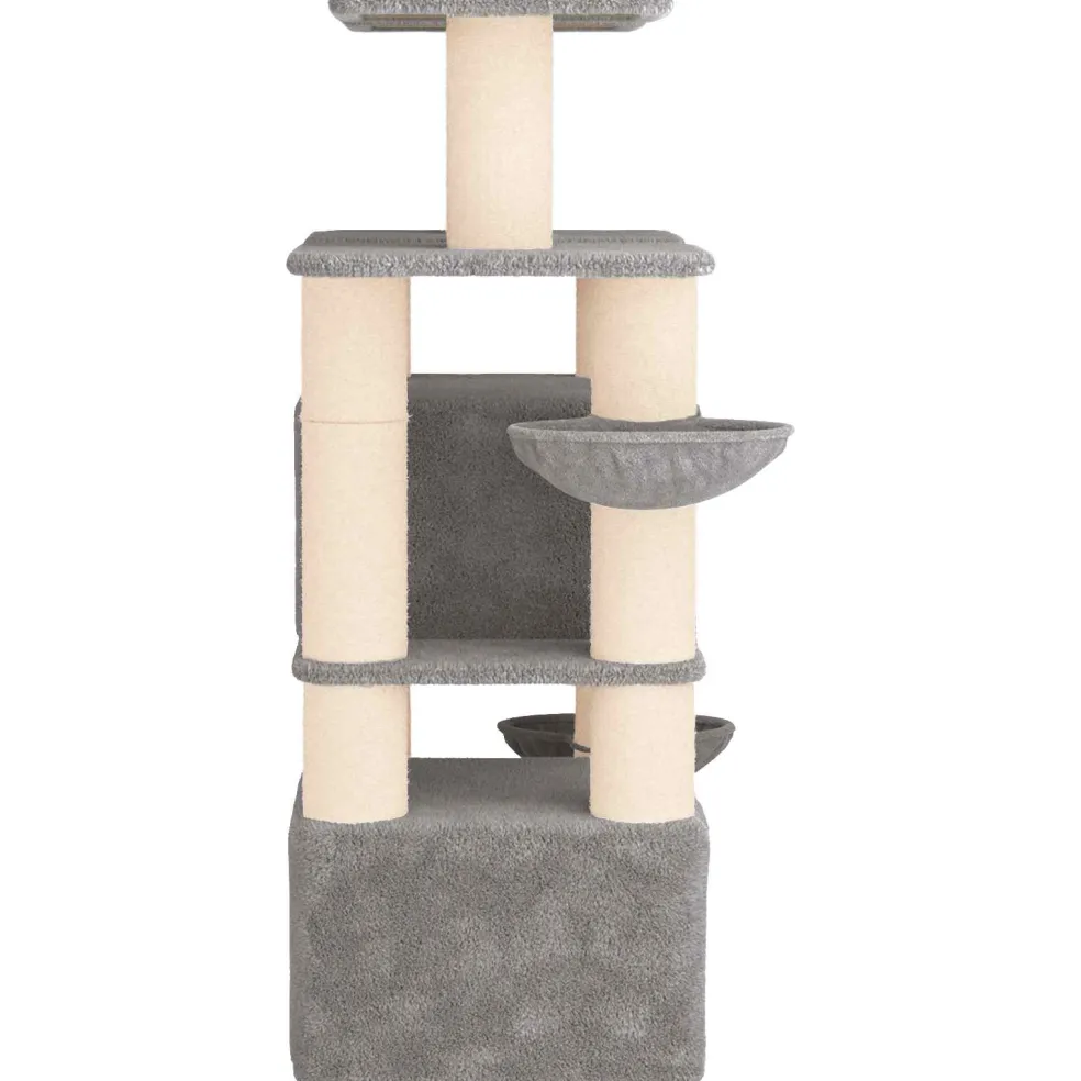 vidaXL Kattenboom met sisal krabpalen Lichtgrijs 147 cm 2 st