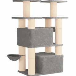 vidaXL Kattenboom met sisal krabpalen Lichtgrijs 147 cm 2 st