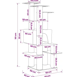 vidaXL Kattenboom met sisal krabpalen Donkergrijs 161 cm