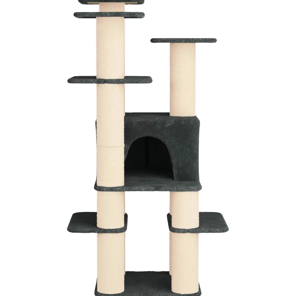 vidaXL Kattenboom met sisal krabpalen Donkergrijs 161 cm