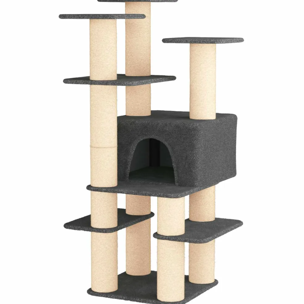 vidaXL Kattenboom met sisal krabpalen Donkergrijs 161 cm